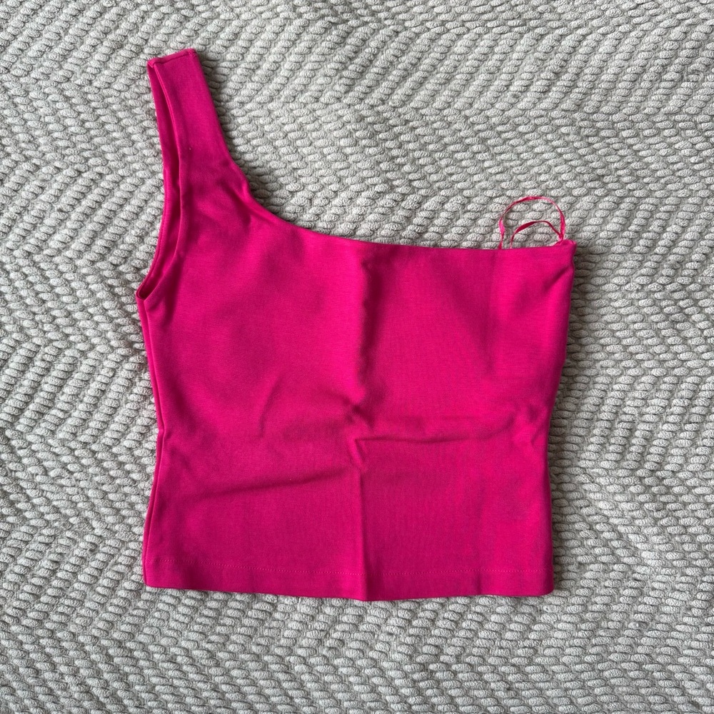 Zara one shoulder pink top